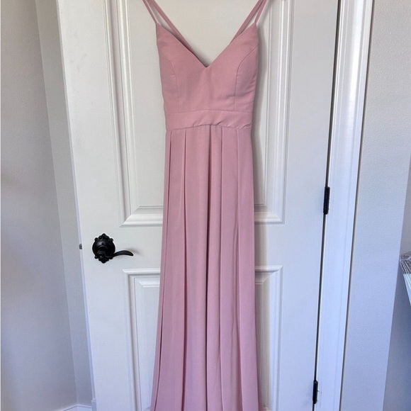 Babaroni Louise Bridesmaid Maxi Dress Sz 6 Dusty
Rose Spaghetti Strap Chiffon - Picture 3 of 6